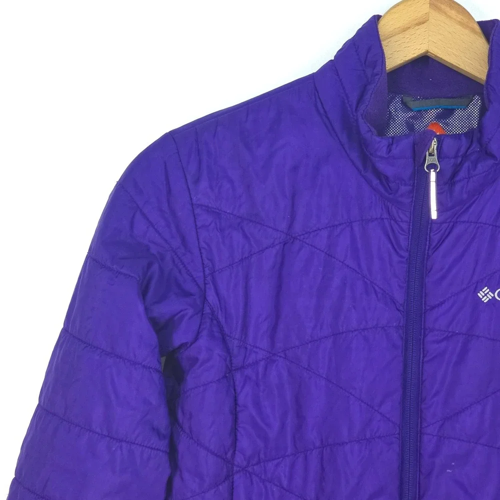 Columbia Omni Heat Puffer Coat Girls Large Deep Purple Full Zip‎ Hooded Winter